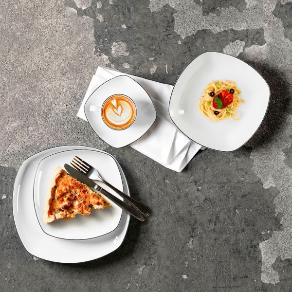 Сервиз обеденный на 6 персон, 20 предметов, фарфор, Lido Black Line, 10826DS20 square, SELTMANN