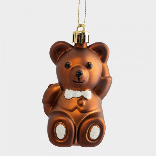 Игрушка елочная 4х8 см, пластик, коричневая, Мишка, New year
