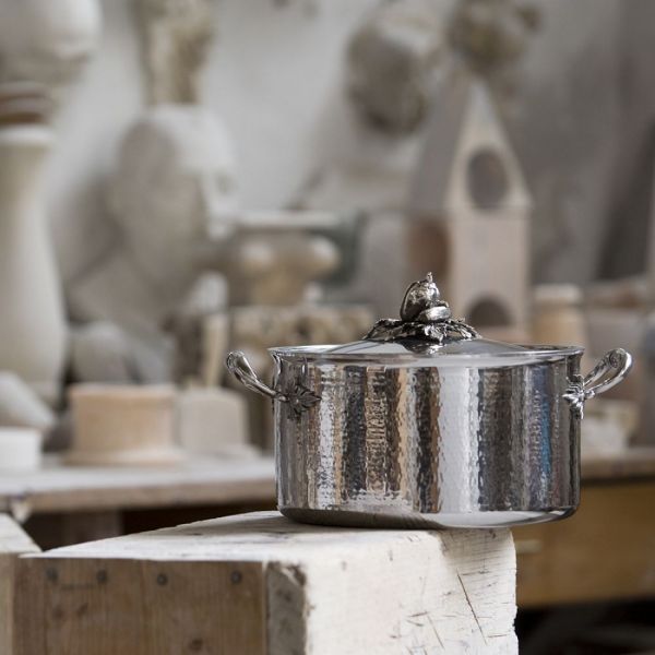 Кастрюля из нержавеющей стали 8 л, 26 см, крышка с посеребренной декорированной ручкой, Opus Prima RUFFONI