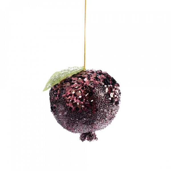 Игрушка елочная 10 см, пенопласт/пластик, бордовая, Гранат, New year
