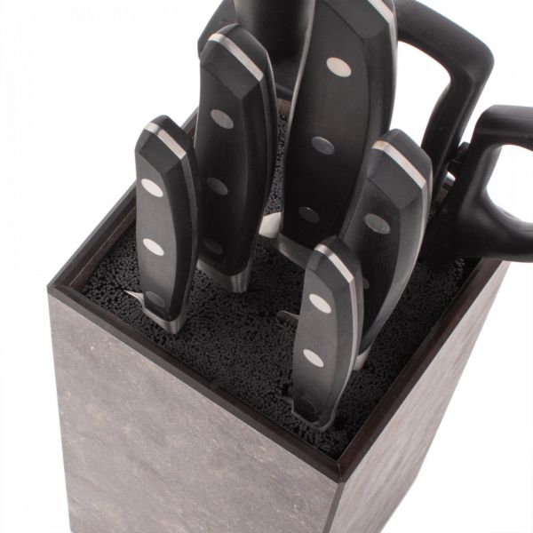 Подставка универсальная для кухонных ножей 11x11x24 см, мрамор темный, композитный материал, Fashion ComposeEat