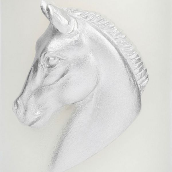 Свеча 10 см, цилиндрическая, серебристая, Лошадь, Horse
