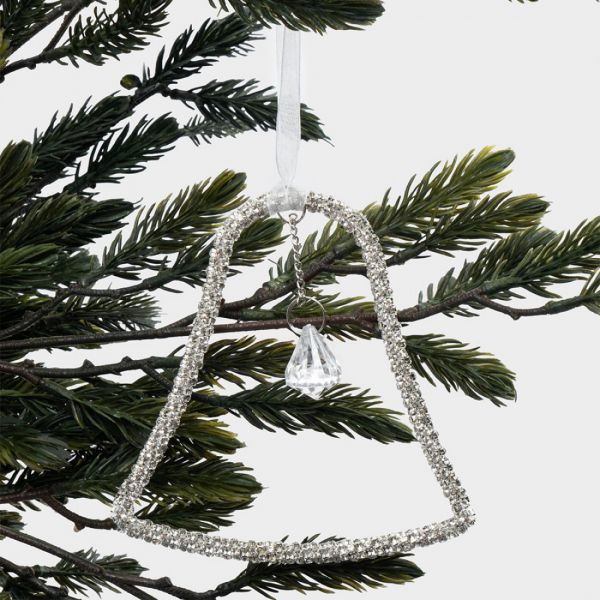 Игрушка елочная 12 см, пластик/металл, серебристая, Колокольчик, Event
