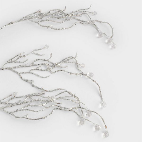 Ветка декоративная 80 см, акрил/металл, серебристая, Кристалл на ветке, Event
