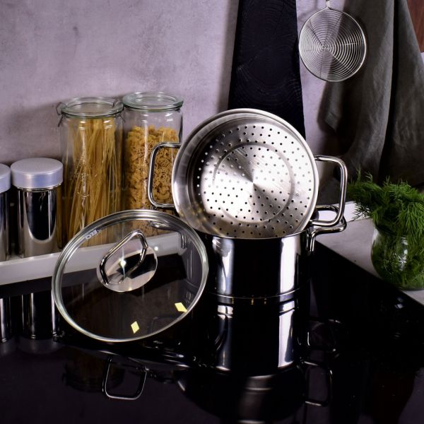 Пароварка со стеклянной крышкой, 2 предмета (2 л и 1.6 л), 18 см, Citrin ELO