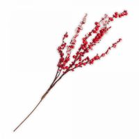 Ветка декоративная 60 см, пластик/пенопласт, Красные заснеженные ягоды, Interior bright