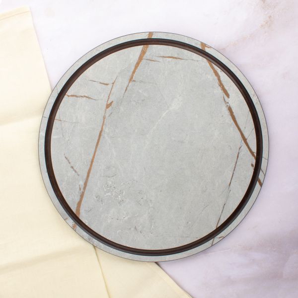 Доска круглая для нарезки и сервировки с желобом, 24 см, мраморный Грейс, композитный материал, Fashion, DRKJ240435KL6, ComposeEat