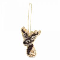 Игрушка елочная 10 см, бисер/полифилл, бронзовая, Олень, New year