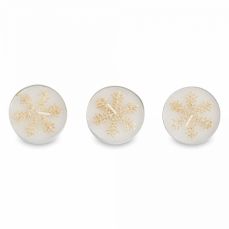 Свеча чайная 5 см, 3 шт, золотистая, Снежинка, New year