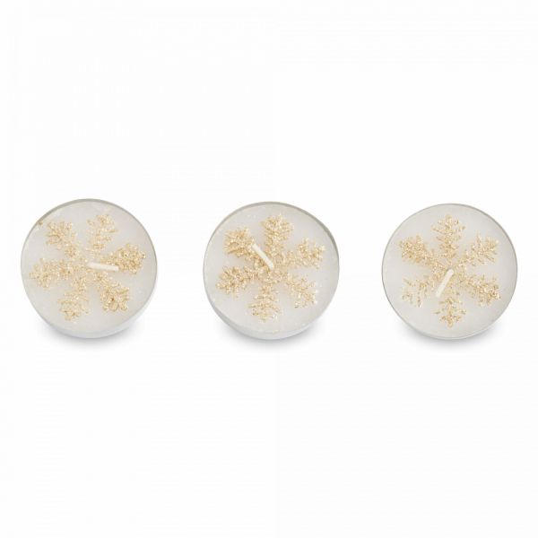 Свеча чайная 5 см, 3 шт, золотистая, Снежинка, New year
