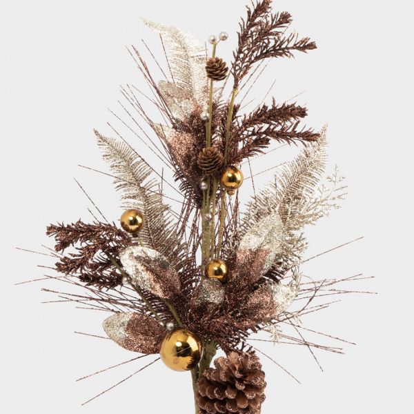 Ветка декоративная 75 см, пенопласт, Золотые шары, Interior natural

