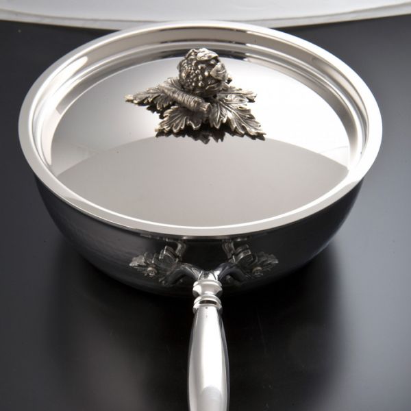 Вок диаметр 24 см, 4 л, нержавеющая сталь, крышка с посеребренной декорированной ручкой, Opus Prima, B24 Ruffoni, RUFFONI