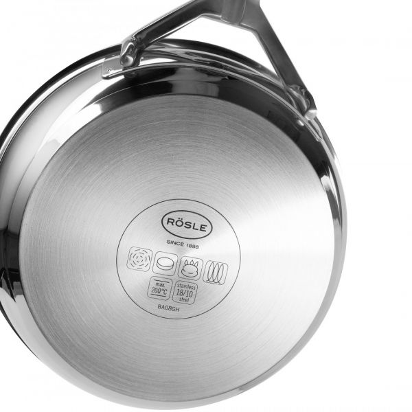 Сковорода без крышки 28 см Silence PRO, нержавеющая сталь с антипригарным покрытием, 91972 Roesle, ROESLE