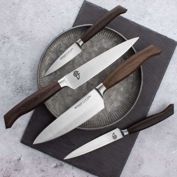 Нож для чистки и нарезки 9 см Ergo Line Smoked Oak, BC111309, BERGER CUTLERY