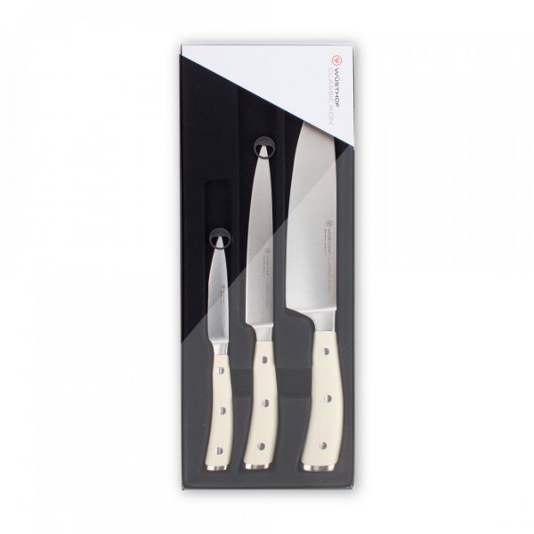 Набор из 3-х кухонных ножей поварская тройка, Ikon Cream White, 1120460303, WUESTHOF