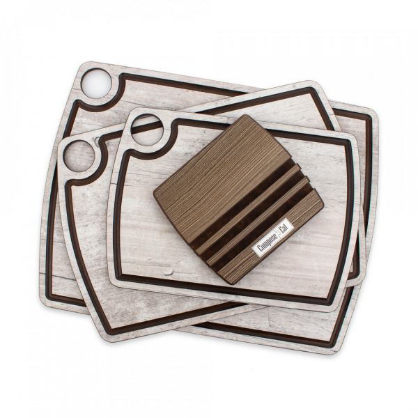 Набор из 3-х разделочных досок на подставке, дуб Санремо, в подарочной упаковке, композитный материал, Fashion, NRDO32068OA6, ComposeEat