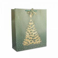 Пакет подарочный 42х48 см, бумага, золотисто-зеленый, Елка, New year