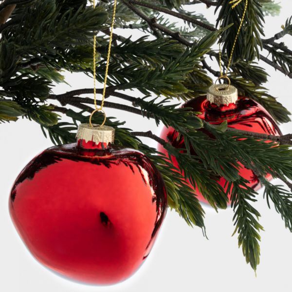 Игрушка елочная 8 см, 2 шт, стекло, красная, Абстрактный шар, New year