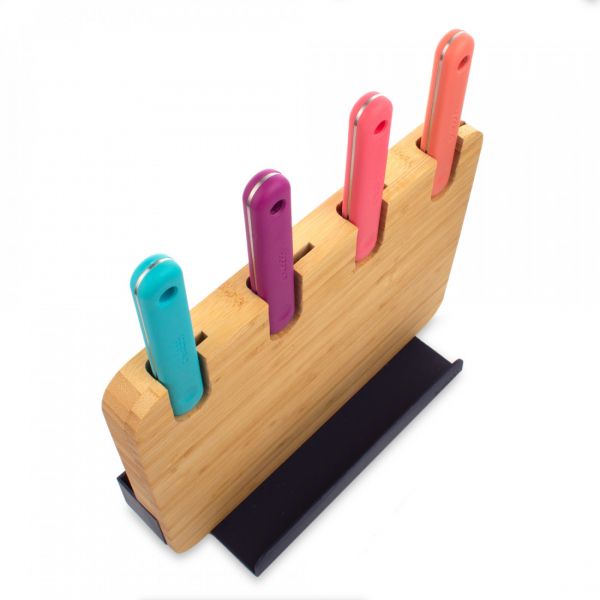 Набор кухонный 6 предметов: 4 ножа в подставке, доска разделочная из бамбука, 30х20 см, Chopping boards and Knives TREBONN