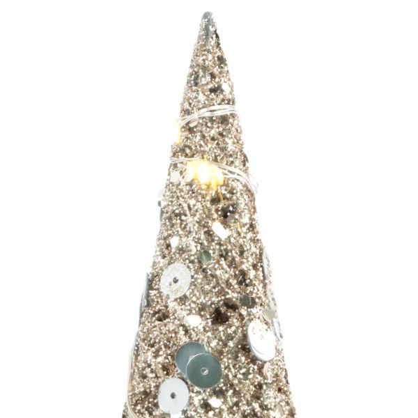 Ель-конус 60 см, с подсветкой, полиэстер/металл, шампань, Celebration