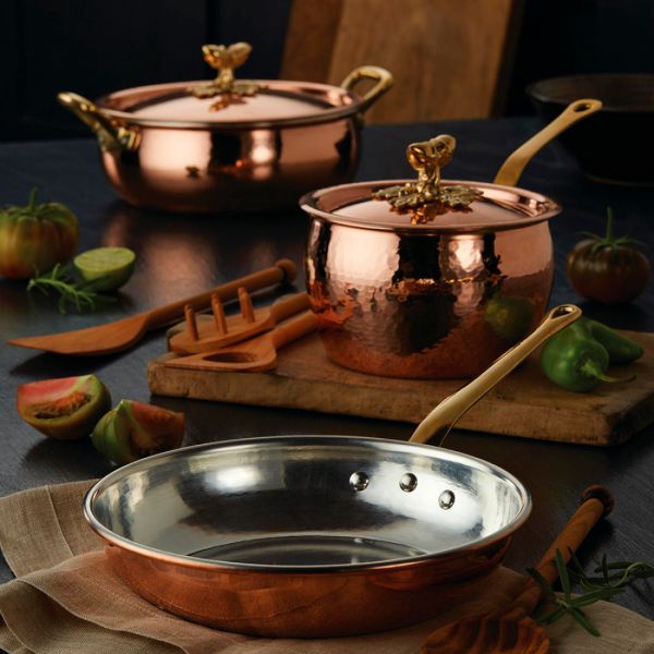 Медная сковорода 28 см, покрытие олово, Historia decor RUFFONI