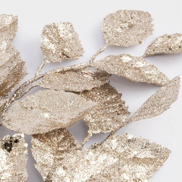 Ветка декоративная 74 см, пластик/металл, золотистая, Листья, Interior gold
