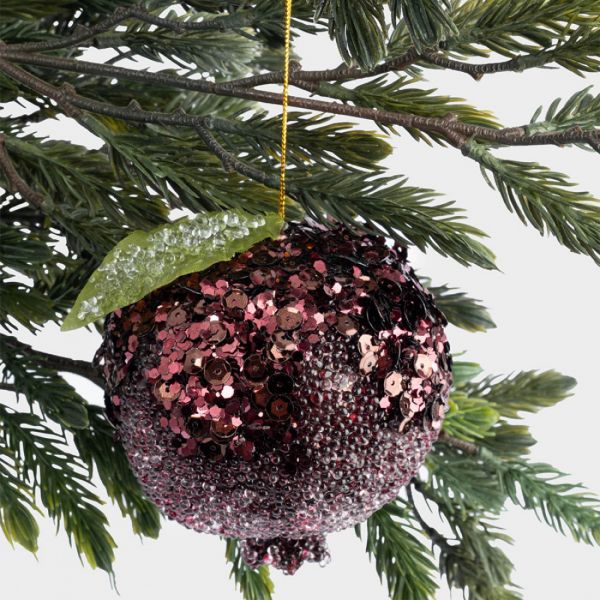 Игрушка елочная 10 см, пенопласт/пластик, бордовая, Гранат, New year

