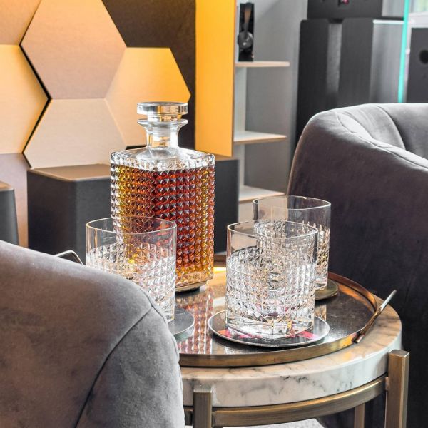 Набор для виски ELIXIR WHISKY, 5 предметов, штоф 750 мл, 4 стакана 380 мл, бессвинцовый хрусталь, Mixology, A12469S0602L990, LUIGI BORMIOLI
