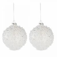 Игрушка елочная 8 см, 2 шт, стекло, Шар с каплями, Event