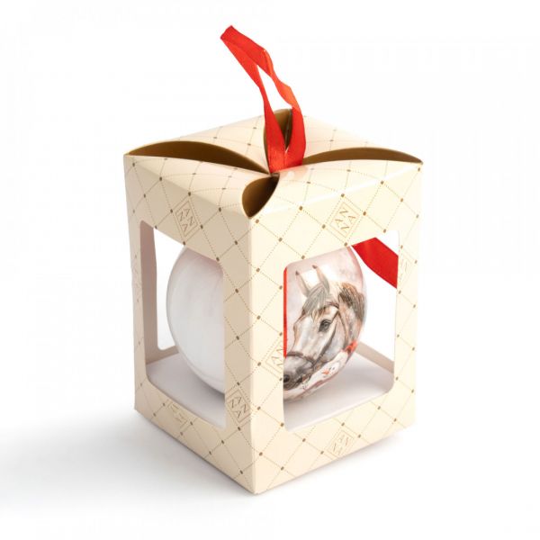 Игрушка елочная 7 см, пенопласт, шар, Конь и снеговик, New year
