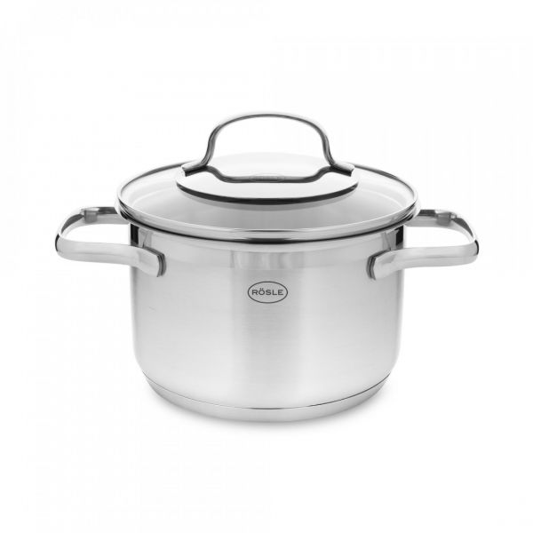 Набор посуды, 7 предметов: 3 кастрюли, 1 ковш, 3 стеклянные крышки, Elegance, 130149, ROESLE