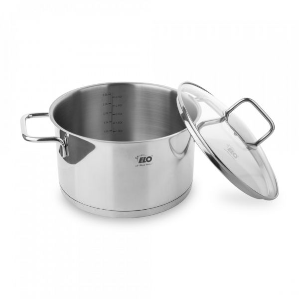 Кастрюля со стеклянной крышкой 3.4 л, 20 см, нержавеющая сталь, Citrin ELO