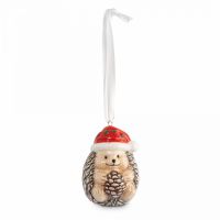 Игрушка елочная 8 см, керамика, коричневая, Еж с шишкой, New year