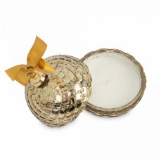 Свеча ароматическая 11 см, в подсвечнике, стекло, золотистая, Fig Hug Ca, Шар, New year