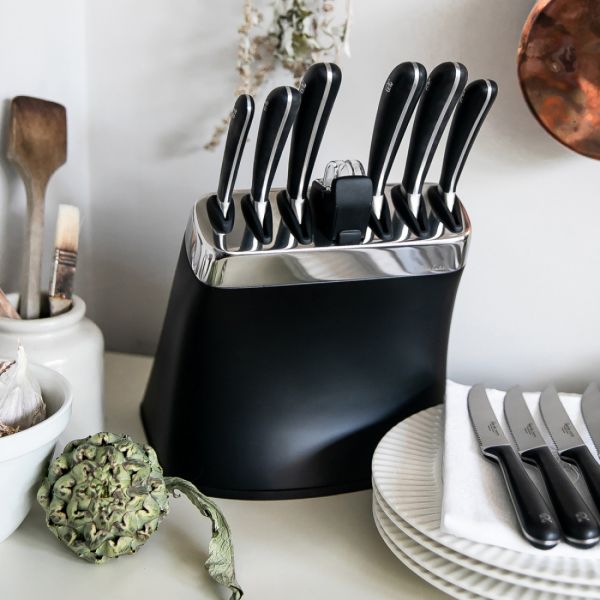 Набор кухонных ножей 6 предметов + точилка, в подставке, Signature, SIGBK2097V/8-V2, ROBERT WELCH