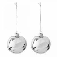 Игрушка елочная 8 см, 2 шт, стекло, серебристая, Абстрактный шар, New year