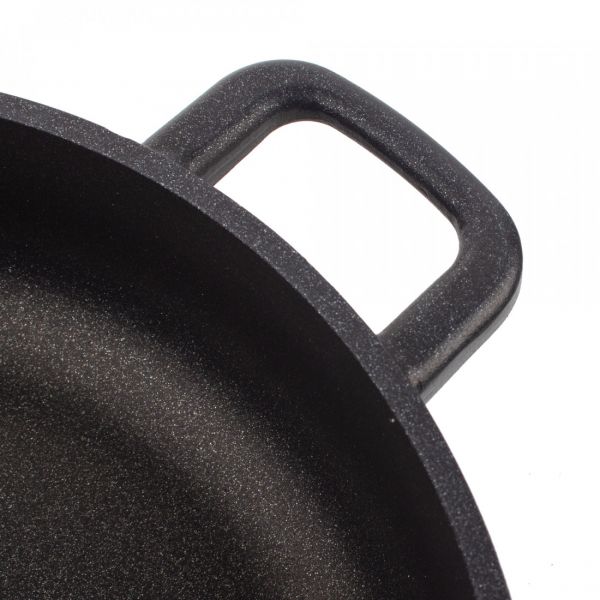 Сковорода глубокая для индукционных плит с антипригарным покрытием 28 см, литой алюминий с алмазным порошком, черный, Diamant Plus, 411.28, OLYMPIA