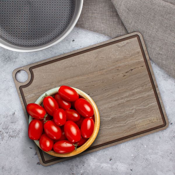 Доска разделочная c желобом, 32х24 см, травертин капучино, композитный материал, ProFashion, DRJ32240406KL6, ComposeEat