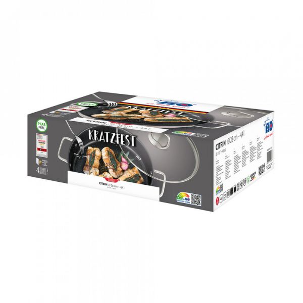 Сотейник со стеклянной крышкой 4.4 л, 28 см, с антипригарным покрытием, Citrin ELO