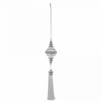 Игрушка елочная 17 см, пластик/полиэстер, серебристая, Кристалл с кистью, Event