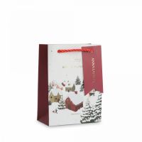 Пакет подарочный 12х16 см, бумага, бело-красный, Снежный город, Town