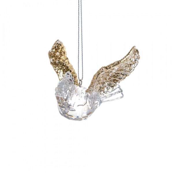 Игрушка елочная 9 см, акрил, прозрачно-золотистая, Птица, Event
