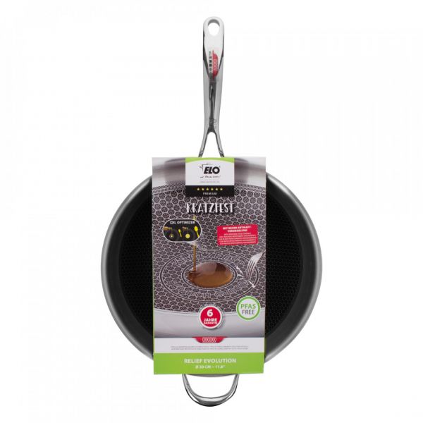 Вок с антипригарным покрытием 30 см, 3.8 л, нержавеющая сталь, Relief, 35330, ELO