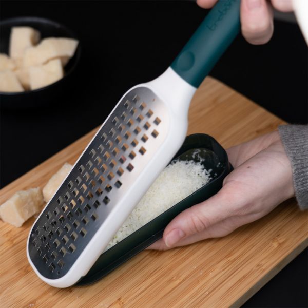 Терка средняя с ручкой, с контейнером 27.5 см, темно-зеленая, Kitchen Tools TREBONN
