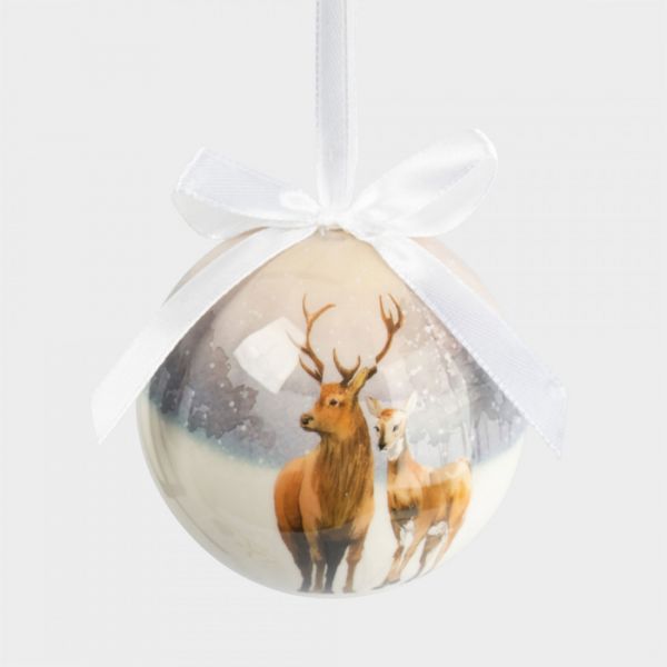 Игрушка елочная 7 см, пенопласт, шар, Олени, New year
