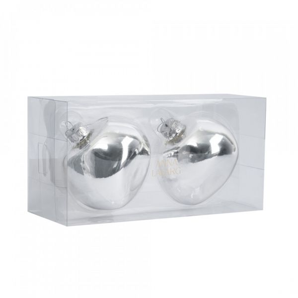 Игрушка елочная 8 см, 2 шт, стекло, серебристая, Абстрактный шар, New year