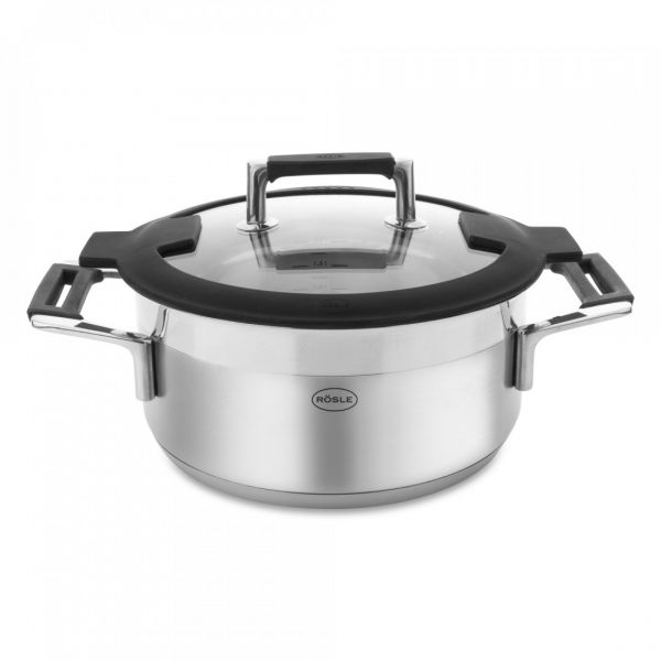 Набор посуды из нержавеющей стали Silence PRO, 9 предметов: 4 кастрюли, 1 ковш, 4 стеклянные крышки, 91966 Roesle, ROESLE