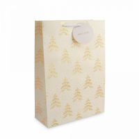 Пакет подарочный 30х42 см, бумага, серый, Золотистые елки, Fir