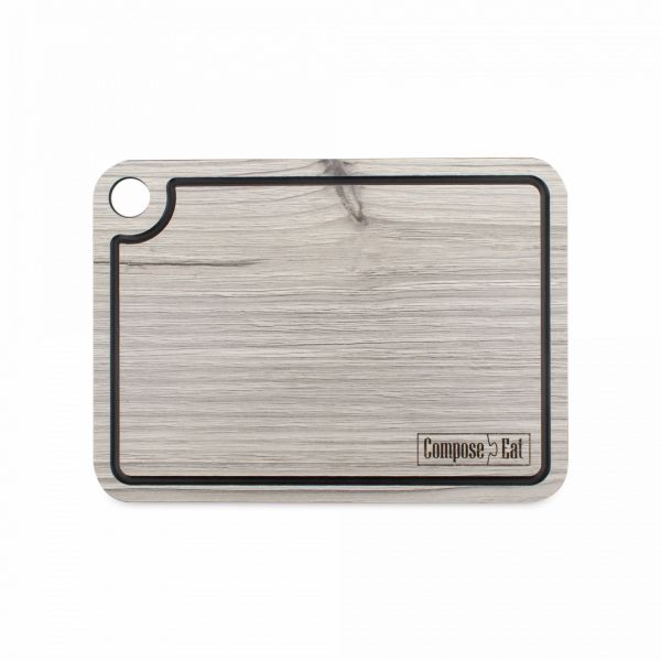 Доска композитная разделочная с желобом 24x18 см, белое дерево, Elegance ComposeEat