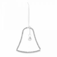 Игрушка елочная 12 см, пластик/металл, серебристая, Колокольчик, Event